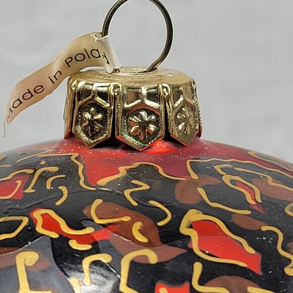 Vtg Poland Halloween Tree Ornament Orange Black Hand Painted Moon Trees Signed - Picture 16 of 16